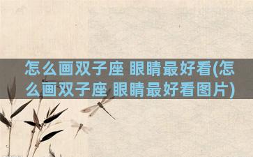 怎么画双子座 眼睛最好看(怎么画双子座 眼睛最好看图片)